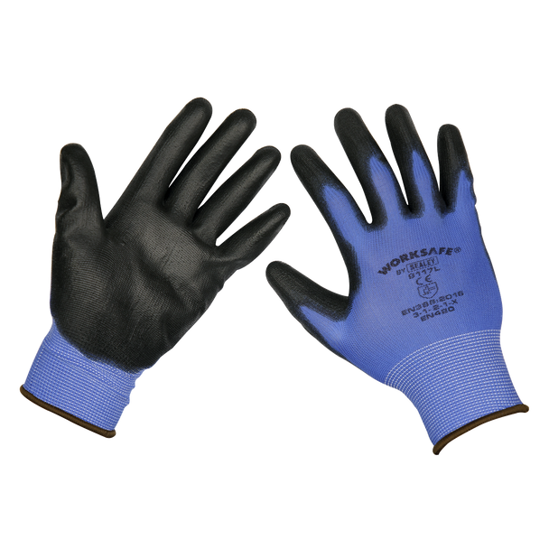 Sealey 9117L | Worksafe Lightweight Precision Grip Gloves, Large - Pair
