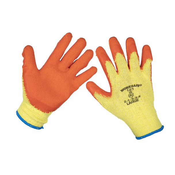 Sealey 9121L/12 | Worksafe Super Grip Knitted Gloves with Latex Palm, Large - Pack of 12 Pairs