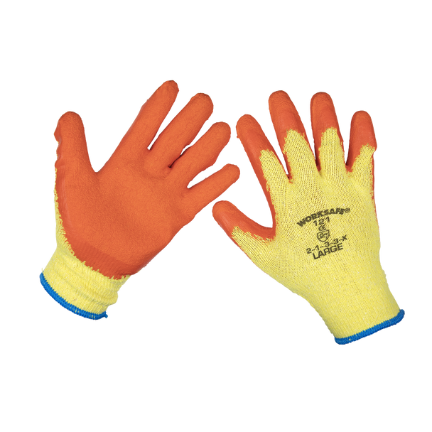 Sealey 9121L/B120 | Worksafe Super Grip Knitted Gloves with Latex Palm, Large - Pack of 120 Pairs