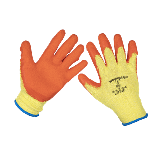 Sealey 9121L | Worksafe Super Grip Knitted Gloves with Latex Palm, Large - Pair