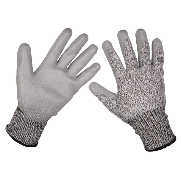 Sealey 9139L | Worksafe Anti-Cut PU Gloves (Cut Level C), Large - Pair