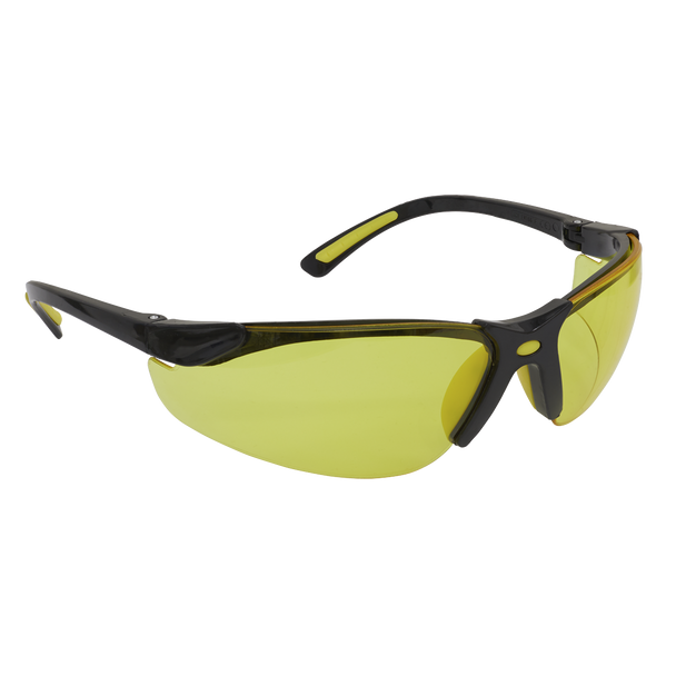 Sealey 9215 | Worksafe Zante Style Amber Lens Safety Glasses with Flexi Arms