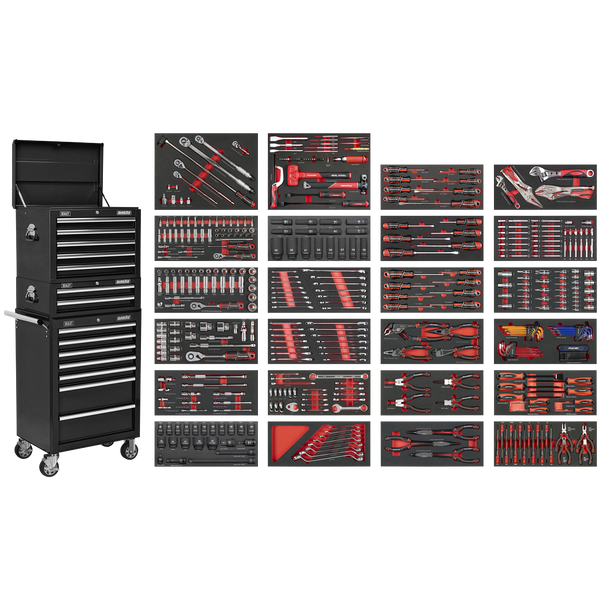 Sealey SPTCOMBO3B | Superline PRO® Tool Chest Combination 14 Drawer with 447pc Tool Kit - Black