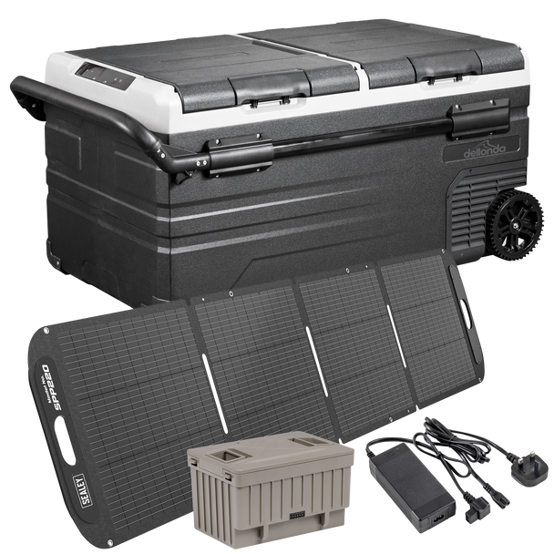 Sealey DL177 | Portable Fridge Freezer/Cool Box 95L with 11.1V Portable Battery, AC/DC 230V Adaptor & 220W Solar Panel