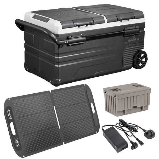 Sealey DL174 | Portable Fridge Freezer/Cool Box 75L with 11.1V Portable Battery, AC/DC 230V Adaptor & 110W Solar Panel