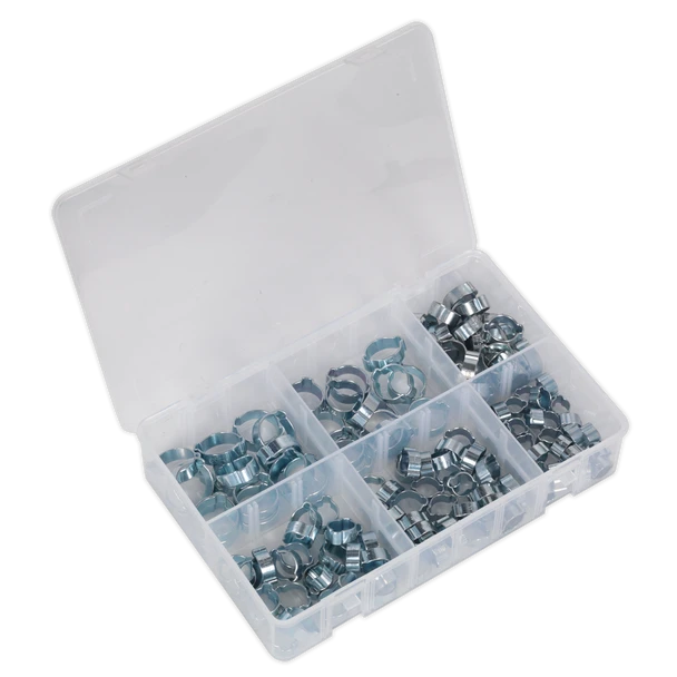 Sealey AB044DE | Zinc Plated O-Clip Double Ear Assortment 140pc