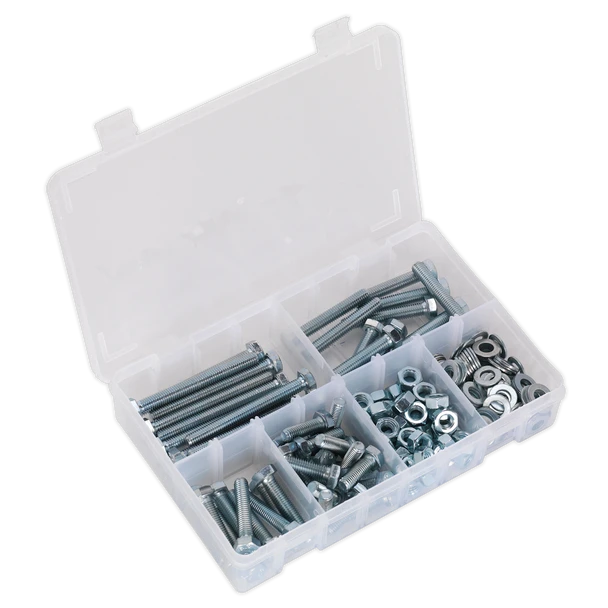 Sealey AB051SNW | High Tensile Setscrew, Nut & Washer Assortment M8 220pc