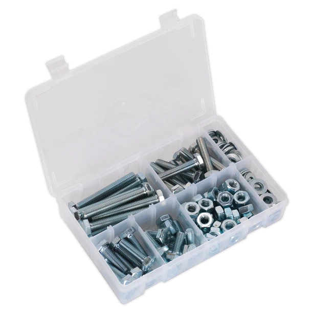 Sealey AB052SNW | High Tensile Setscrew, Nut & Washer Assortment M10 150pc