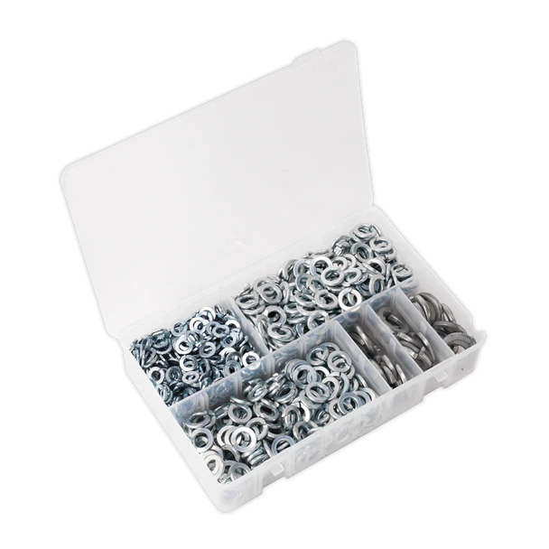Sealey AB058SW | Zinc Plated Spring Washer Assortment M6-M16 1010pc - DIN 127B