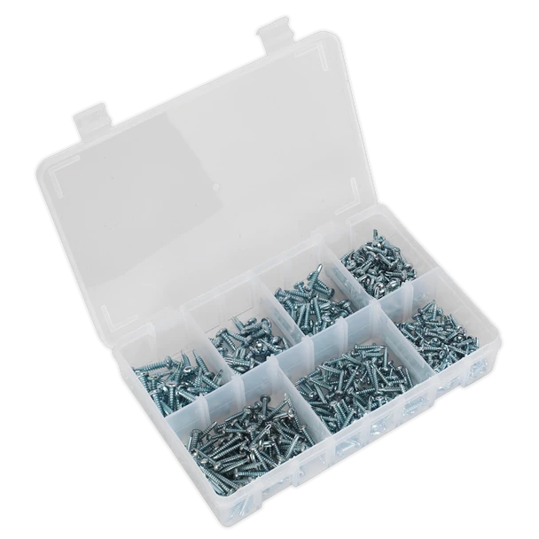 Sealey AB060SDS | Zinc Plated Self-Drilling Pan Head Phillips Screw Assortment 500pc