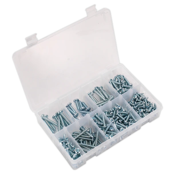 Sealey AB064STPP | Zinc Plated Self-Tapping Pan Head Pozi Screw Assortment 305pc - DIN 798CZ