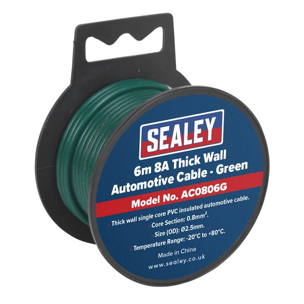 Sealey AC0806G | 8A Thick Wall Automotive Cable 6m - Green