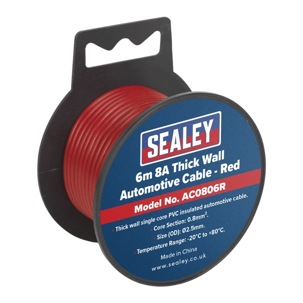 Sealey AC0806R | 8A Thick Wall Automotive Cable 6m - Red