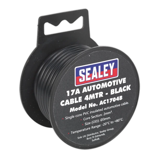 Sealey AC1704B | 17A Thick Wall Automotive Cable 4m - Black