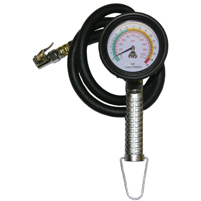 PCL ADTG4 | Alloy Dial Tyre Inflator 10-210 psi & 0.7-15 bar, 0.85m Hose Euro Connector