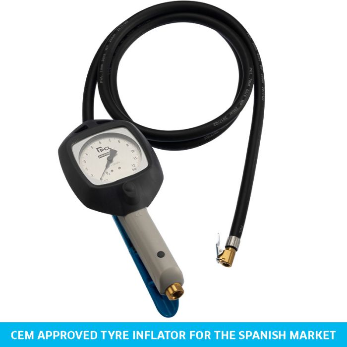 PCL AFG1C08/S | Airforce Tyre Inflator, 0-12 bar, 1.8m Hose, Euro Connector (Spanish CEM Approved)