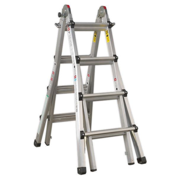 Sealey AFPL3 | Aluminium 4-Way Telescopic Adjustable-Height Ladder - EN 131
