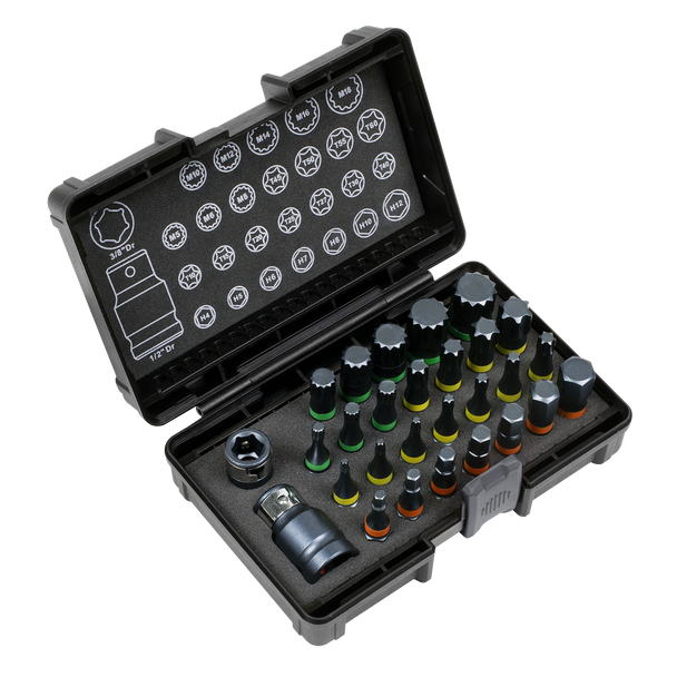 Sealey AK21902 | Impact TRX-Star*/Hex/Spline Bit Set 3/8" & 1/2"Sq Drive 28pc