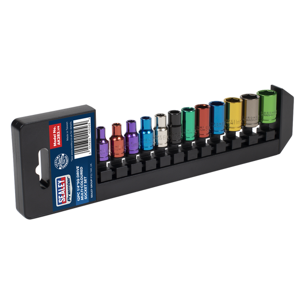 Sealey AK282 │Premier Multi-Coloured Socket Set 1/4"Sq Drive 12pc