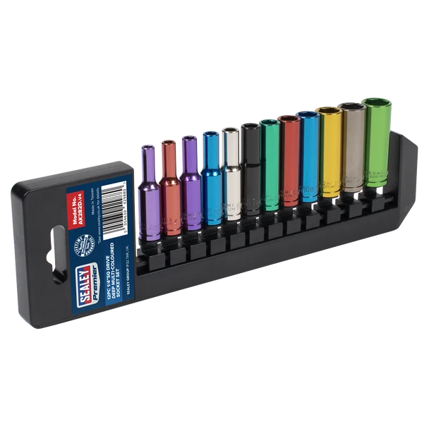 Sealey AK282D | Premier Deep Multi-Coloured Socket Set 1/4"Sq Drive 12pc