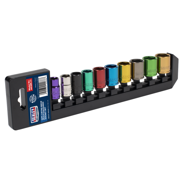 Sealey AK285 │Premier Multi-Coloured Socket Set 3/8"Sq Drive 10pc