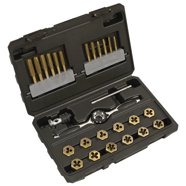 Sealey AK3026IMP | Premier Hexagonal Tap & Die Set 26pc Hexagonal - Imperial - Titanium Coated