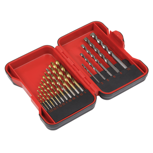 Sealey AK3717TCM │HSS/Masonry Drill Bit Set 17pc