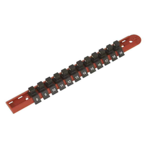 Sealey AK3812 | Premier Socket Retaining Rail with 12 Clips 3/8"Sq Drive
