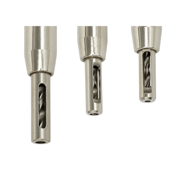 Sealey AK3HD │Self-Centring Chamfered Hinge Drill Set 3pc