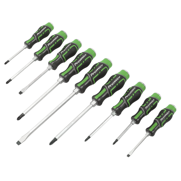 Sealey AK4941HV | Premier Hammer-Thru Screwdriver Set 9pc - Hi-Vis Green