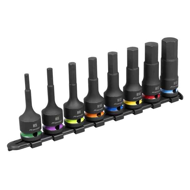 Sealey AK56001 | Premier Hex Impact Socket Bit Set 1/2"Sq Drive 8pc