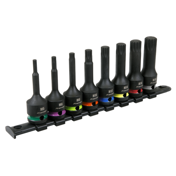 Sealey AK56004 | Premier Spline Impact Socket Bit Set 1/2"Sq Drive 8pc