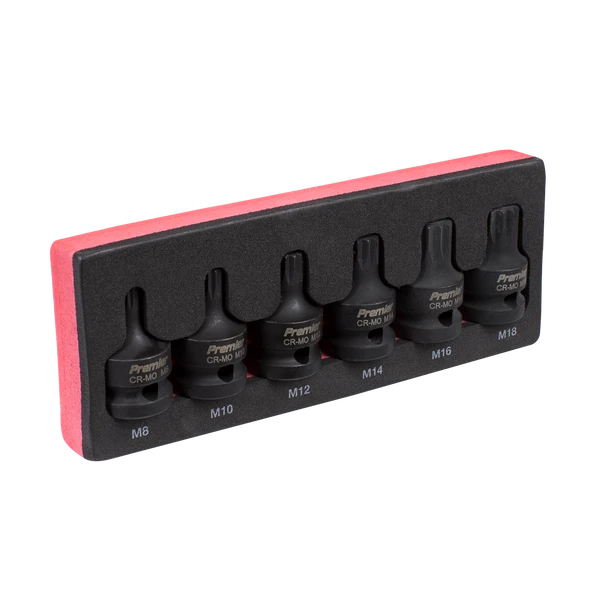 Sealey AK5608 | Premier Spline Impact Socket Bit Set 1/2"Sq Drive 6pc
