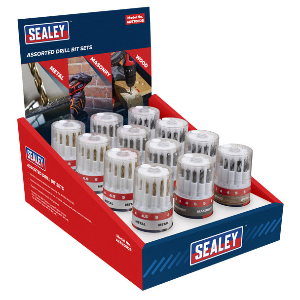 Sealey AK5700DB | Assorted Drill Bit Sets - Display Box of 12
