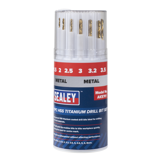 Sealey AK5701 | HSS Titanium Drill Bit Set 11pc