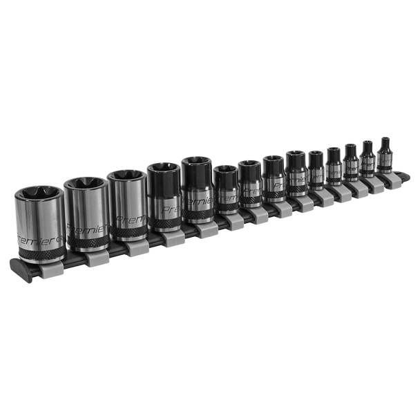 Sealey AK618B | Premier Black TRX-Star* Socket Set 1/4", 3/8" & 1/2"Sq Drive E4-E24 14pc