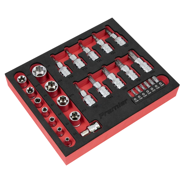 Sealey AK6193 | Premier TRX-Star* Socket & Security Bit Set 1/4"Sq & 3/8"Sq Drive 29pc
