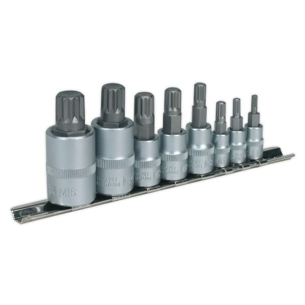 Sealey AK6214 | Premier Spline Socket Bit Set 1/4", 3/8" & 1/2"Sq Drive 8pc