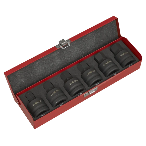 Sealey AK6217 | Premier Hex Impact Socket Bit Set 3/4"Sq Drive 6pc
