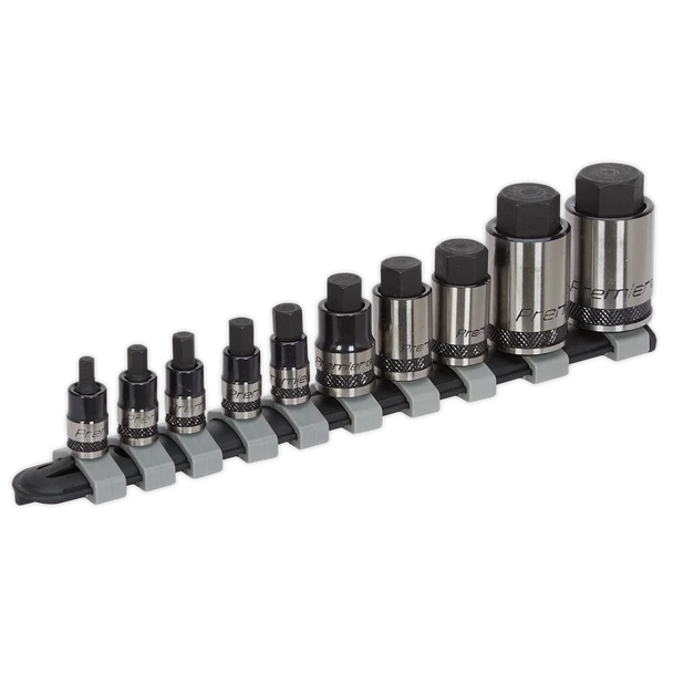 Sealey AK6229 | Premier Hex Stubby Socket Bit Set 1/4", 3/8" & 1/2"Sq Drive 10pc