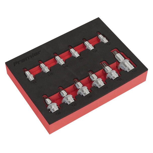 Sealey AK6245 | Premier Stubby TRX-Star* Socket Bit Set 1/4", 3/8" & 1/2"Sq Drive 12pc