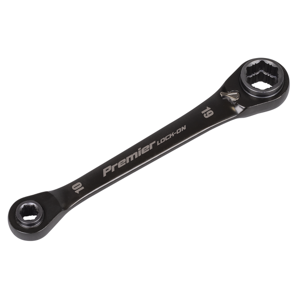 Sealey AK63923 ⏐ Black Series 4-in-1 Reversible Lock-On™ Ratchet Ring Spanner