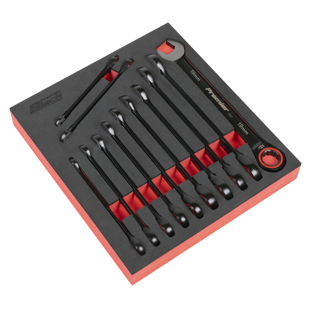 Sealey AK63940B ⏐ Premier Black Combination Ratchet Spanner Set 12pc