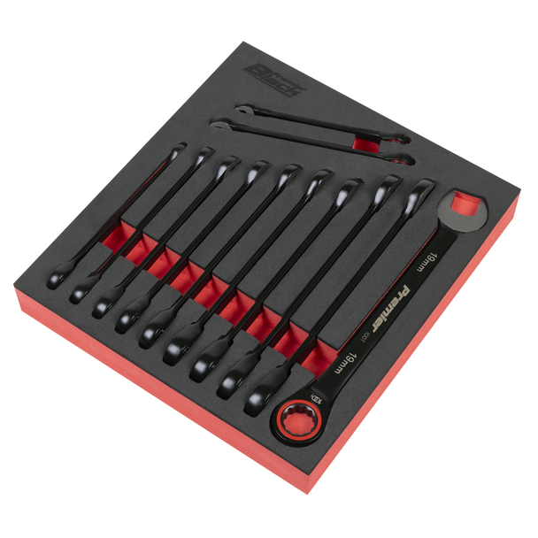 Sealey AK63940B ⏐ Premier Black Combination Ratchet Spanner Set 12pc