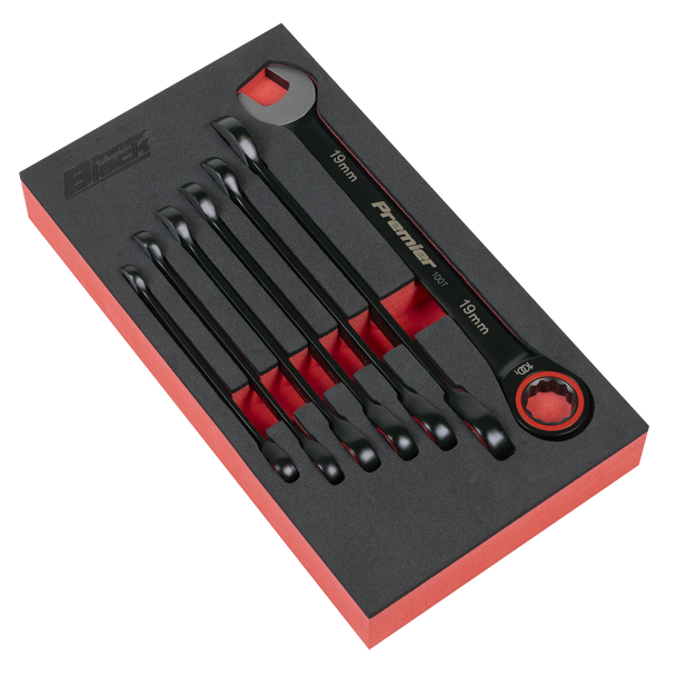 Sealey AK63941B ⏐ Premier Black Combination Ratchet Spanner Set 7pc