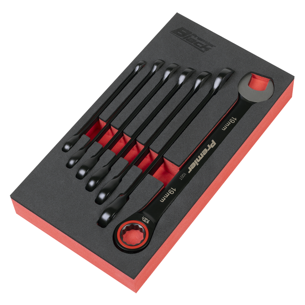 Sealey AK63941B ⏐ Premier Black Combination Ratchet Spanner Set 7pc