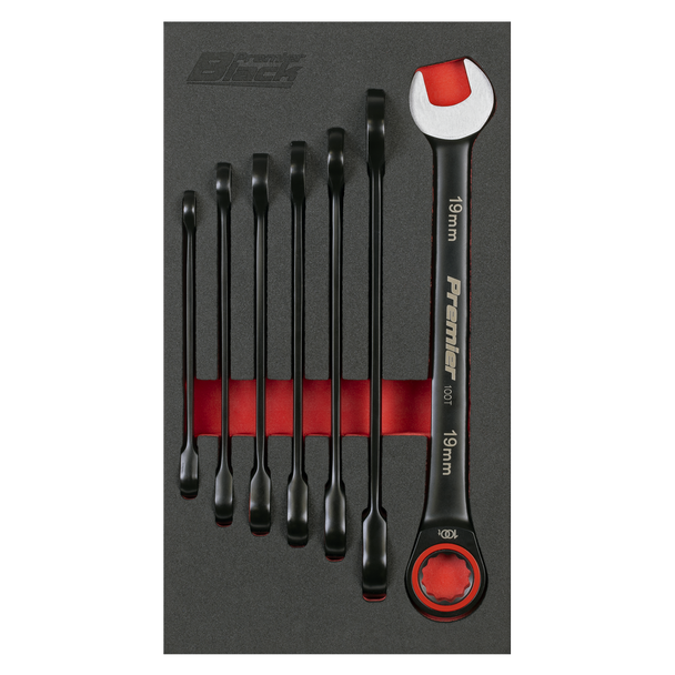 Sealey AK63941B ⏐ Premier Black Combination Ratchet Spanner Set 7pc