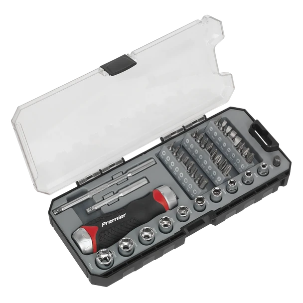 Sealey AK64905 | Premier Fine Tooth Ratchet Screwdriver Socket & Bit Set 38pc