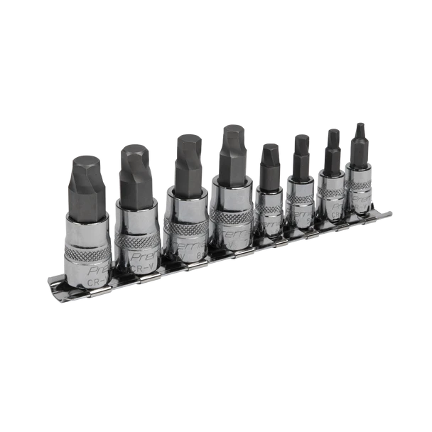 Sealey AK65600 | Premier Lock-On Hex Socket Bit Set 1/4" & 3/8"Sq Drive 8pc