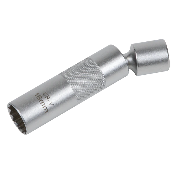 Sealey AK6571 | Spark Plug Socket with Universal Joint 3/8"Sq Drive 12-Point 16mm